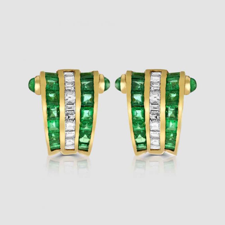 18ct Emerald diamond earrings
