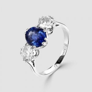Three stone sapphire/diamond ring