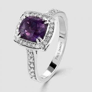 Purple sapphire and diamond ring