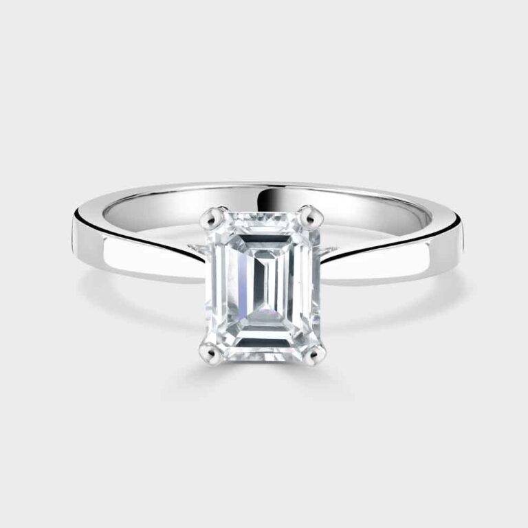Platinum Emerald cut diamond ring