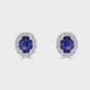 Oval sapphire and diamond earrings