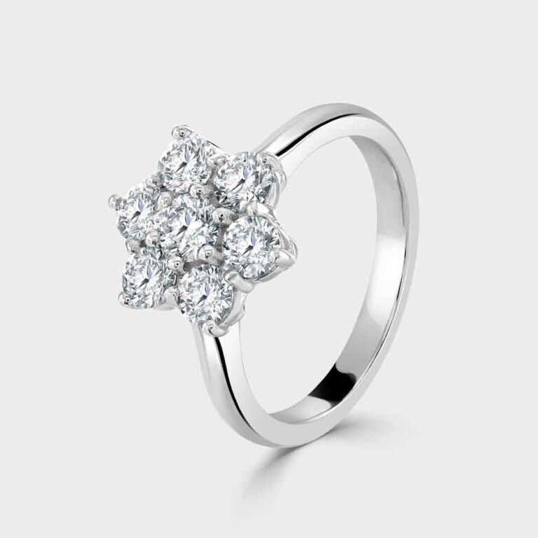 Classic diamond cluster ring