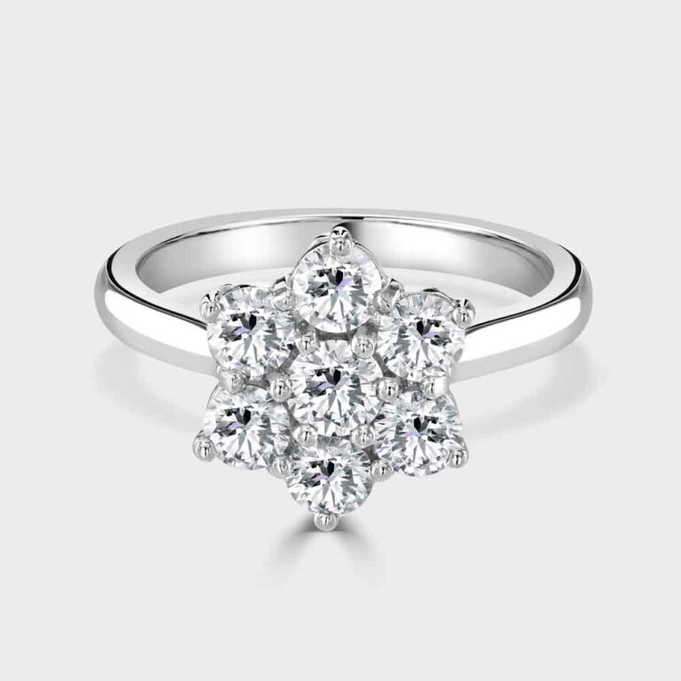 Classic diamond cluster ring