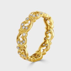 Floral 18ct yellow gold diamond ring