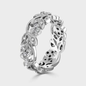 Floral 18ct white gold ring