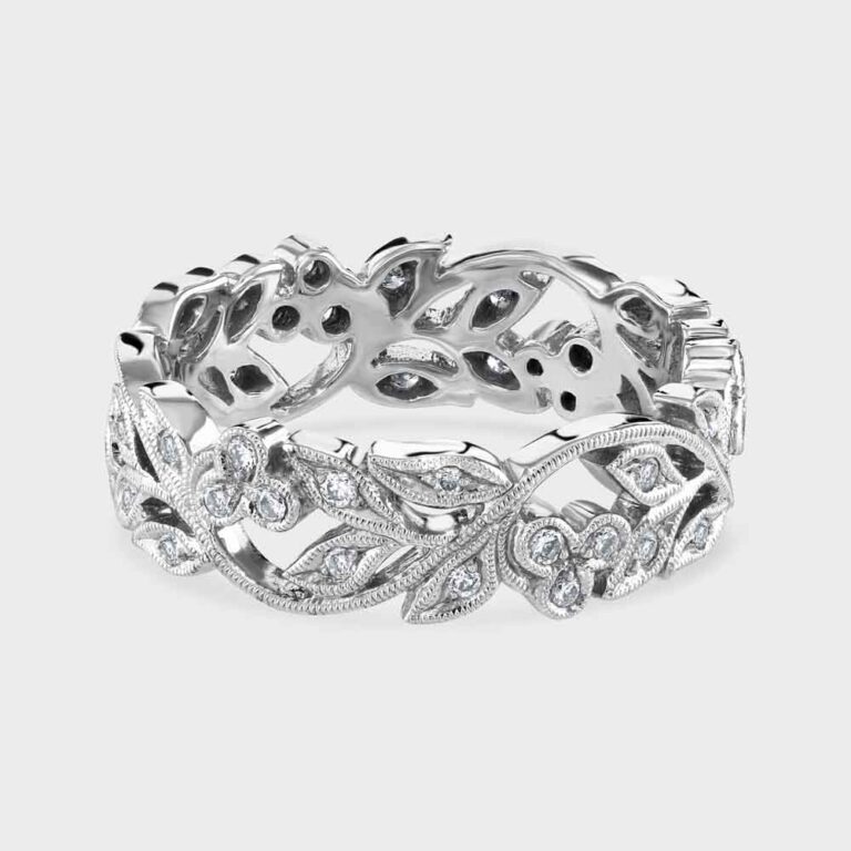 Floral 18ct white gold ring