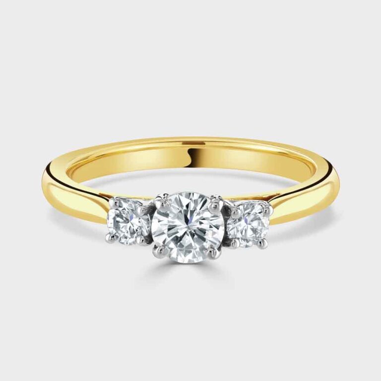 18ct yellow gold classic three stone diamond ring