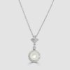 18ct white gold pearl and diamond pendant