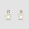 Cultured pearl and diamond stud earring