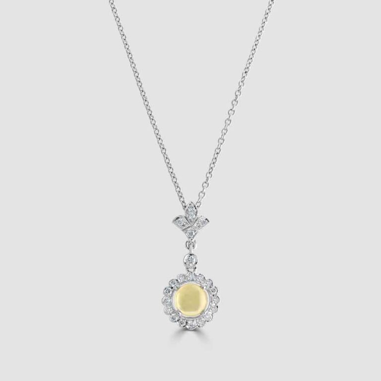 Opal diamond halo pendant