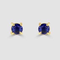 18ct yellow gold round sapphire earrings
