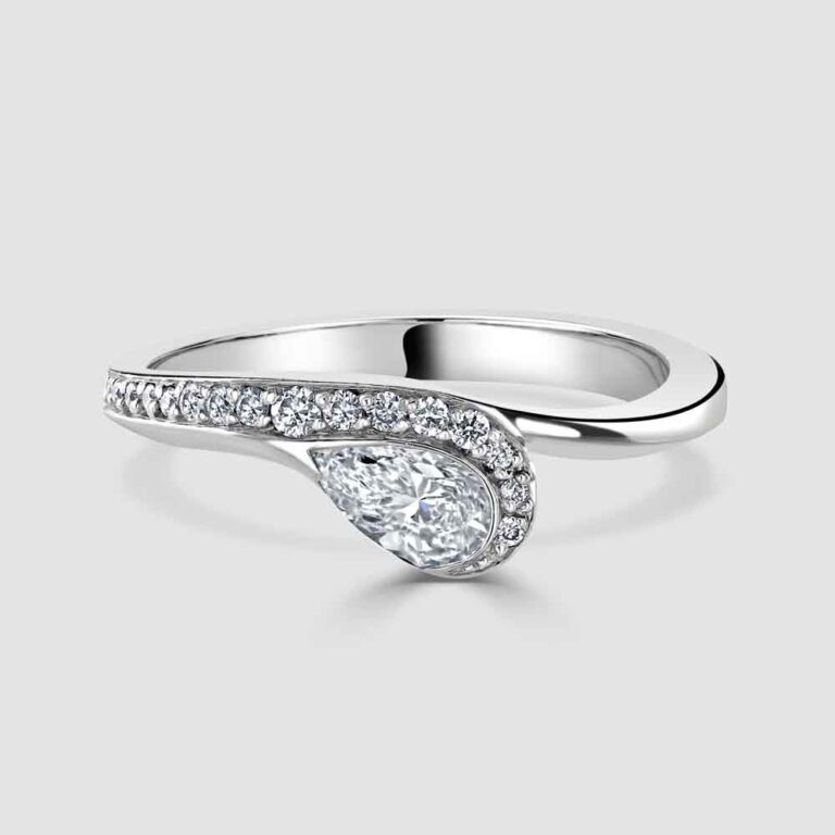 Platinum pear shaped single stone ring