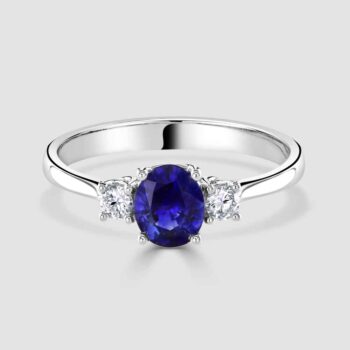 Sapphire and diamond 3 stone ring