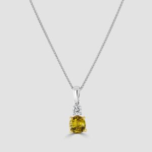 Yellow sapphire and diamond pendant