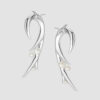 Silver Cherry Blossom Pearl Large Hook Earrings