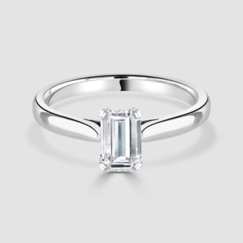Emerald cut single stone diamond ring