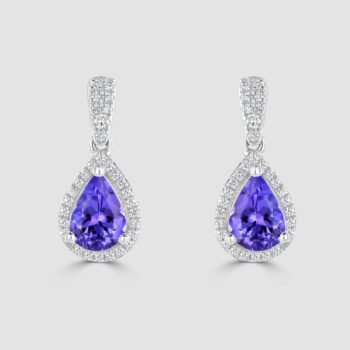 Tanzanite and diamond drop shape earrings