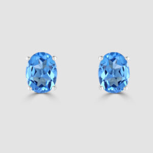 9ct white gold blue topaz stud earrings