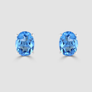9ct white gold blue topaz stud earrings