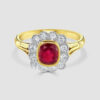 18ct yellow gold ruby diamond cluster ring
