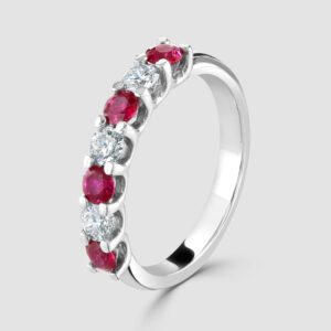 18ct ruby and white gold diamond half eternity ring