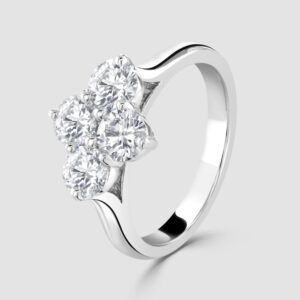 Platinum 4 stone round brilliant cut cluster ring