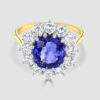 18ct Sapphire and yellow gold diamond cluster ring