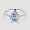 18ct Aquamarine and white gold pear shape diamond cluster ring