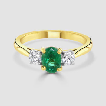 18ct Emerald and yellow gold diamond ring