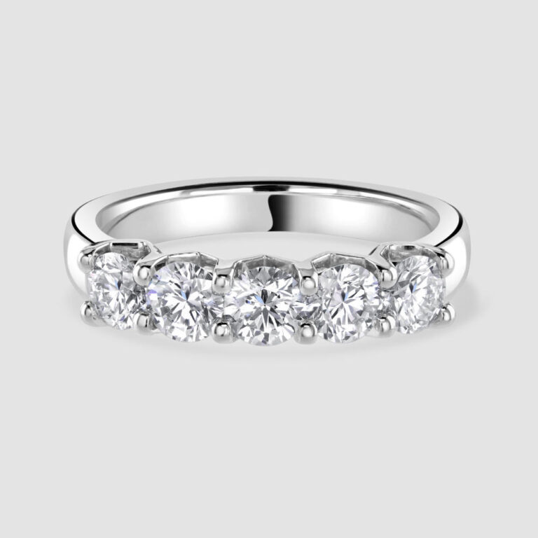 Platinum diamond 5 stone half eternity ring certificated