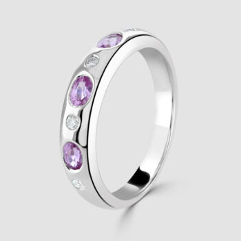 Pink sapphire, 9ct white gold