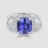 Sapphire and diamond platinum 3 stone ring