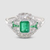 Emerald and Diamond Art Deco style ring
