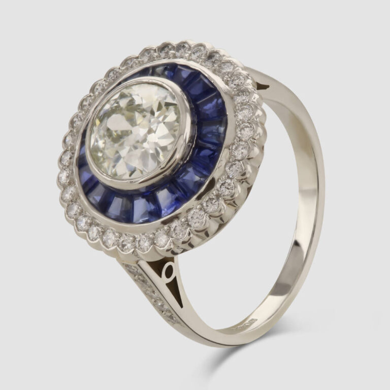 Diamond and Sapphire Target ring