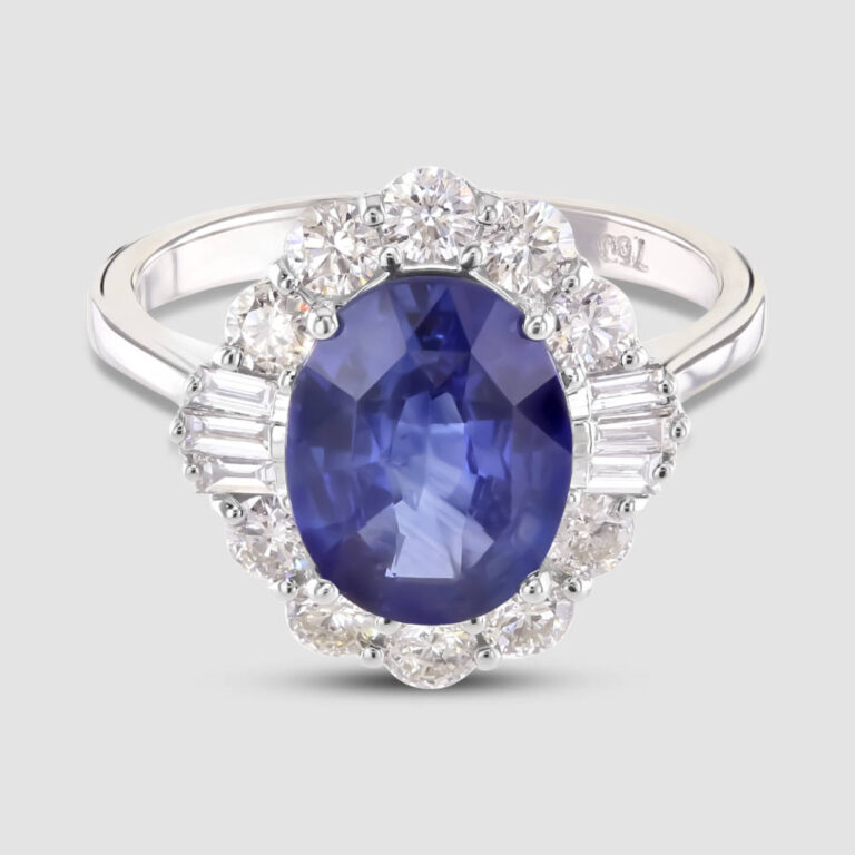 Sapphire and Diamond cluster ring