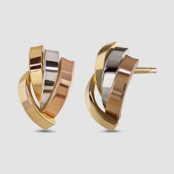 9ct three colour gold stud earrings