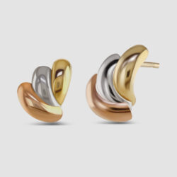 9ct three colour gold stud earrings