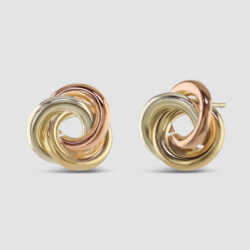 9ct three colour gold knot stud earrings