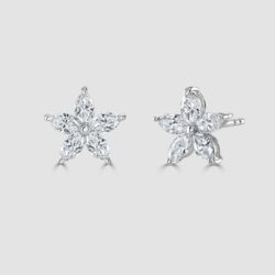 18ct white gold Marquise diamond star stud earrings
