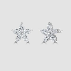 18ct white gold Marquise diamond star stud earrings