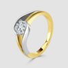 18ct white & yellow gold contemporary diamond solitaire ring