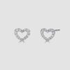 18ct white gold diamond heart shape stud earrings