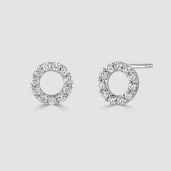 18ct white gold circle diamond stud earrings