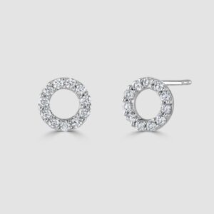 18ct white gold circle diamond stud earrings