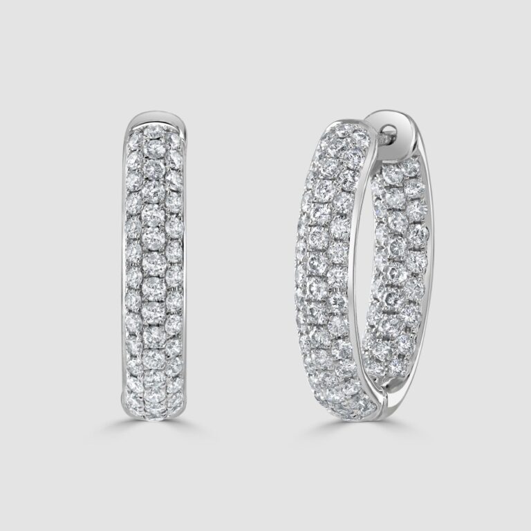 White gold pave set diamond hoop earrings