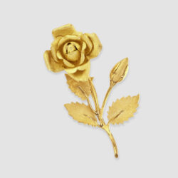 9ct yellow gold rose brooch