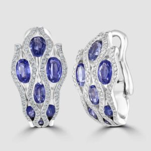 Sapphire and diamond earrings by Waskoll of Paris ‘Flamme’