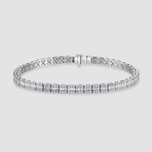 18ct white gold baguette cut diamond line bracelet