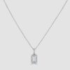 18ct white gold baguette cut diamond cluster pendant and chain