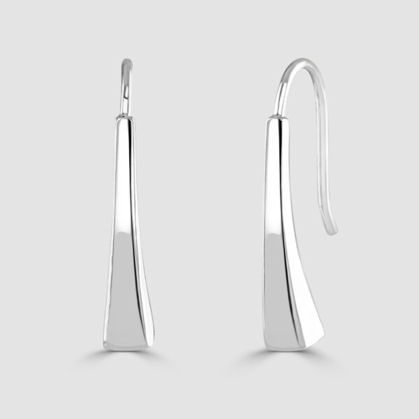 Silver tapering squared bar earrings